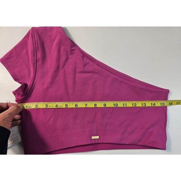 NWT NEW fuchsia pink one shoulder active gym top women's XL crop y2k L space - Picture 10 of 10